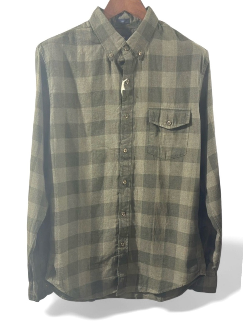 J. Crew Olive Plaid 100% Cotton Slim Fit Shirt Size Men’s Large (NWT)
